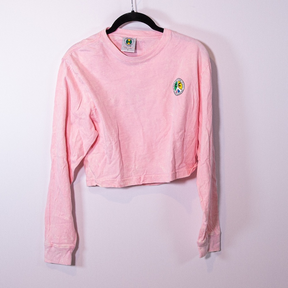 Cross Colours Black Lives For Peace Crew Neck Long Sleeve Tee Shirt Pink Small